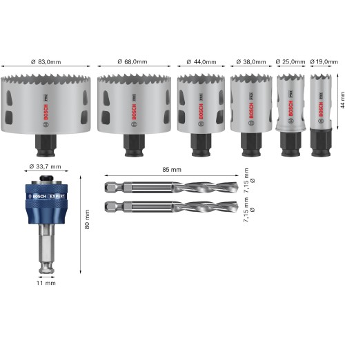 Set de sierras de corona PRO Multi Material PC Plus, 9 uds.