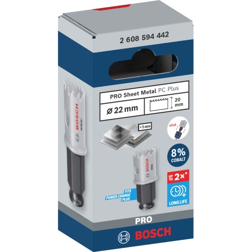 Sierra de corona PRO Sheet Metal PC Plus, 22 mm