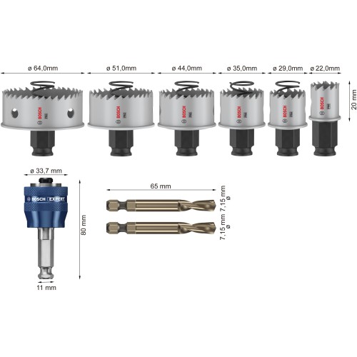 Set de sierras de corona PRO Sheet Metal PC Plus, 8 uds.