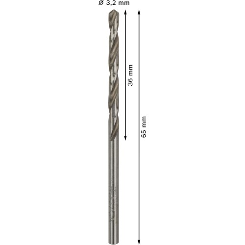 Broca helicoidal PRO Metal HSS-G, longitud estándar, 3,2 x 36 x 65 mm, 10 unidades