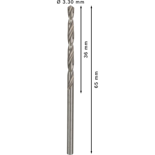 Broca helicoidal PRO Metal HSS-G, longitud estándar, 3,3 x 36 x 65 mm, 10 unidades
