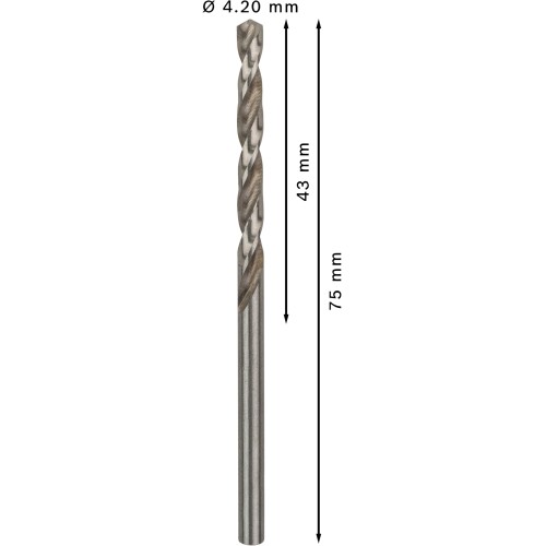 Broca helicoidal PRO Metal HSS-G, longitud estándar, 4,2 x 43 x 75 mm, 10 unidades