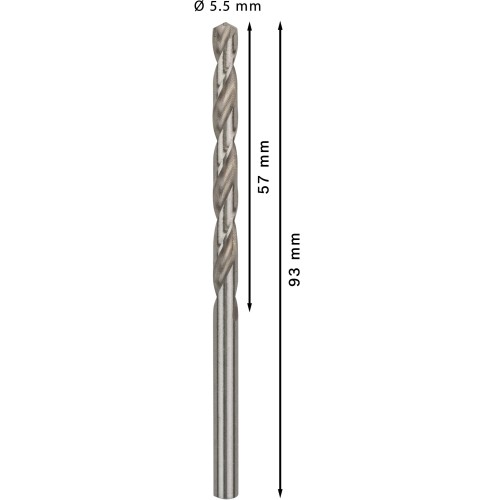 Broca helicoidal PRO Metal HSS-G, longitud estándar, 5,5 x 57 x 93 mm, 10 unidades