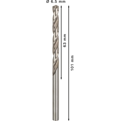 Broca helicoidal PRO Metal HSS-G, longitud estándar, 6,5 x 63 x 101 mm, 10 unidades