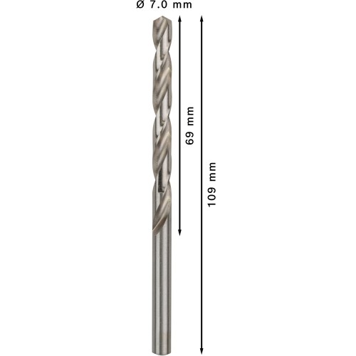 Broca helicoidal PRO Metal HSS-G, longitud estándar, 7 x 69 x 109 mm, 10 unidades
