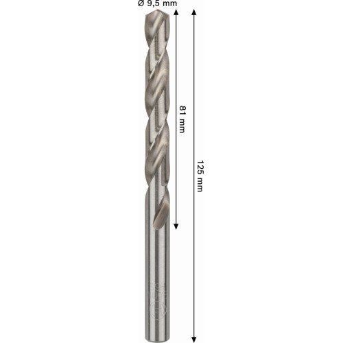 Broca helicoidal PRO Metal HSS-G, longitud estándar, 9,5 x 81 x 125 mm, 5 unidades