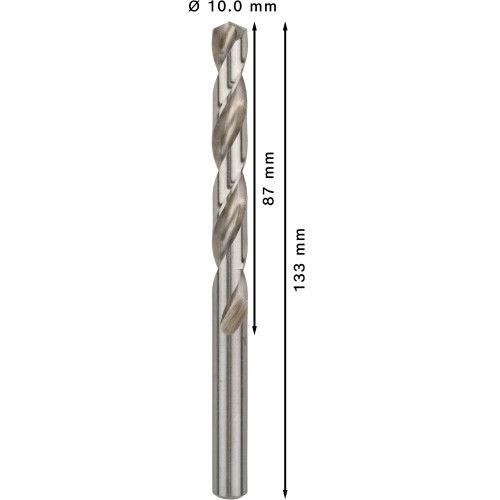 Broca helicoidal PRO Metal HSS-G, longitud estándar, 10 x 87 x 133 mm, 5 unidades