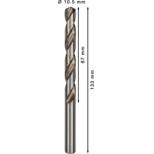 Broca helicoidal PRO Metal HSS-G, longitud estándar, 10,5 x 87 x 133 mm, 5 unidades
