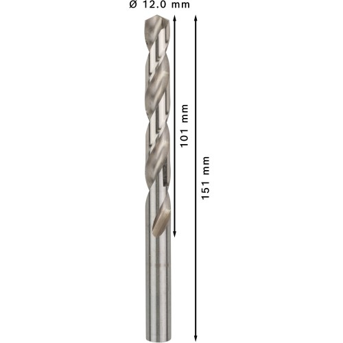 Broca helicoidal PRO Metal HSS-G, longitud estándar, 12 x 101 x 151 mm, 5 unidades