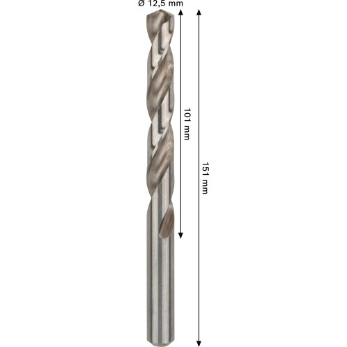 Broca helicoidal PRO Metal HSS-G, longitud estándar, 12,5 x 101 x 151 mm, 5 unidades