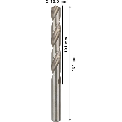 Broca helicoidal PRO Metal HSS-G, longitud estándar, 13 x 101 x 151 mm, 5 unidades