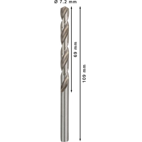 Broca helicoidal PRO Metal HSS-G, longitud estándar, 7,2 x 69 x 109 mm, 10 unidades