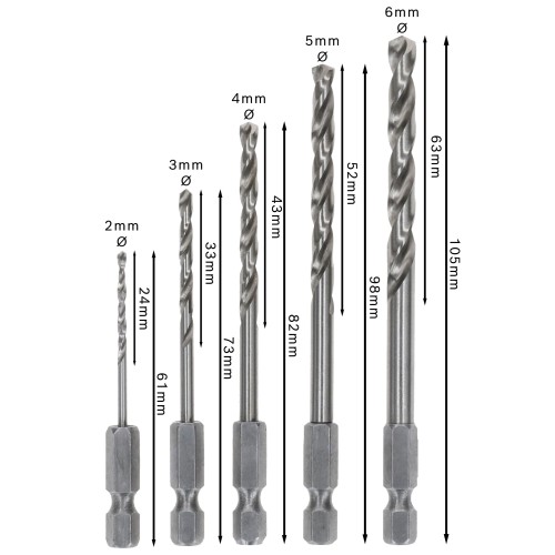 Set de brocas helicoidales PRO Metal HSS-G Hex, 5 uds.