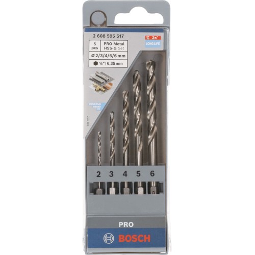 Set de brocas helicoidales PRO Metal HSS-G Hex, 5 uds.