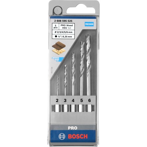 Sets de brocas para madera PRO Wood HSS, 5 uds.
