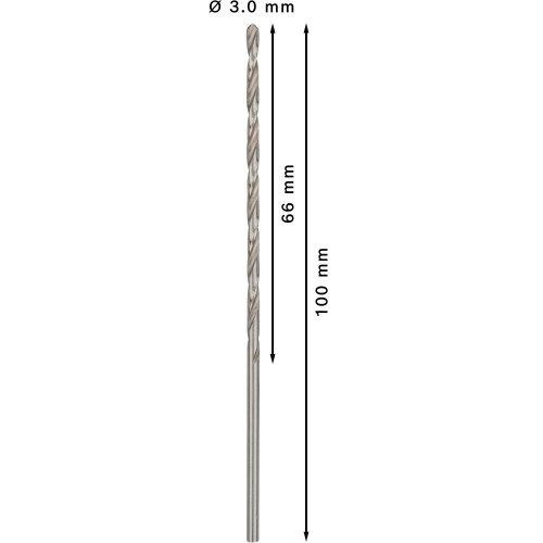 Broca helicoidal PRO Metal HSS-G larga, 3 x 66 x 100 mm, 5 unidades