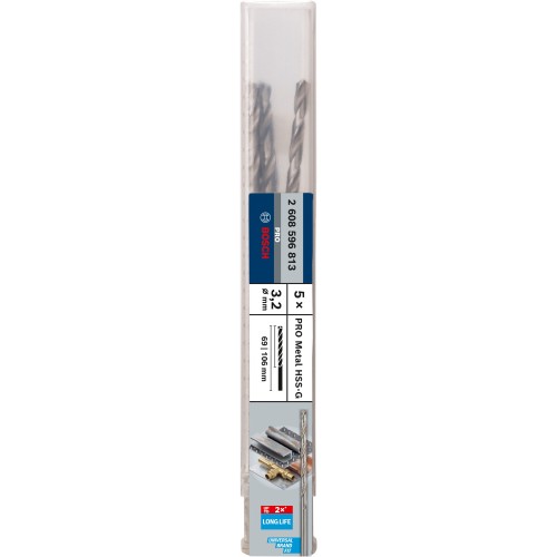 Broca helicoidal PRO Metal HSS-G larga, 3,2 x 69 x 106 mm, 5 unidades