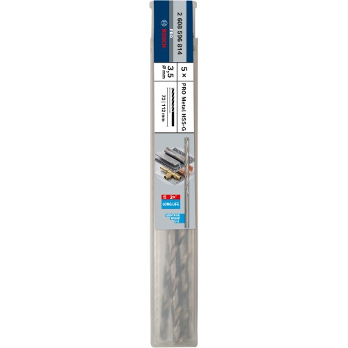 Broca helicoidal PRO Metal HSS-G larga, 3,5 x 73 x 112 mm, 5 unidades