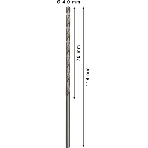 Broca helicoidal PRO Metal HSS-G larga, 4 x 78 x 119 mm, 5 unidades