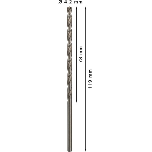 Broca helicoidal PRO Metal HSS-G larga, 4,2 x 78 x 119 mm, 5 unidades