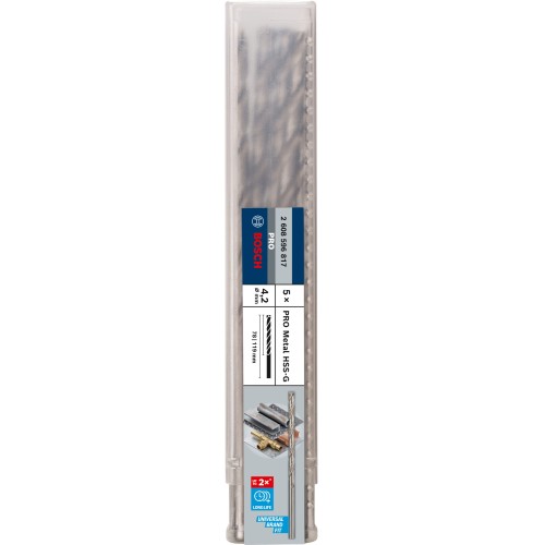 Broca helicoidal PRO Metal HSS-G larga, 4,2 x 78 x 119 mm, 5 unidades