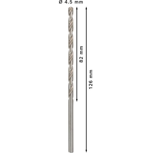 Broca helicoidal PRO Metal HSS-G larga, 4,5 x 82 x 126 mm, 5 unidades