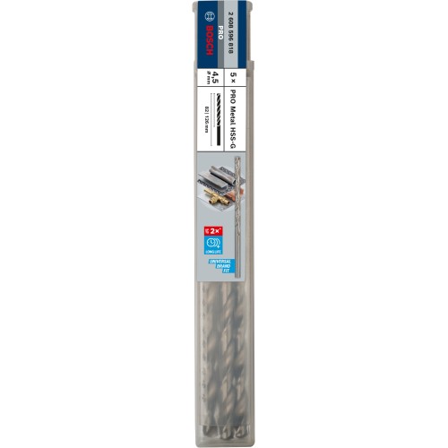 Broca helicoidal PRO Metal HSS-G larga, 4,5 x 82 x 126 mm, 5 unidades