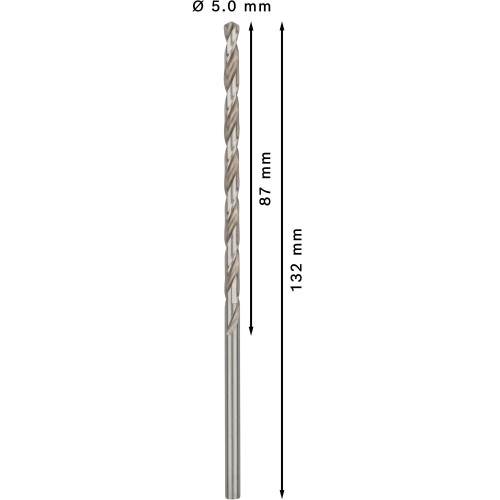Broca helicoidal PRO Metal HSS-G larga, 5 x 87 x 132 mm, 5 unidades
