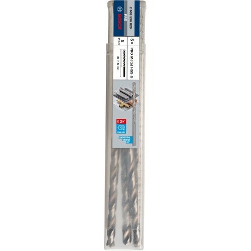 Broca helicoidal PRO Metal HSS-G larga, 5 x 87 x 132 mm, 5 unidades