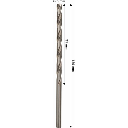 Broca helicoidal PRO Metal HSS-G larga, 6 x 91 x 139 mm, 5 unidades