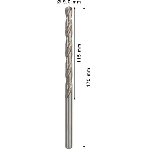 Broca helicoidal PRO Metal HSS-G larga, 9 x 115 x 175 mm, 5 unidades