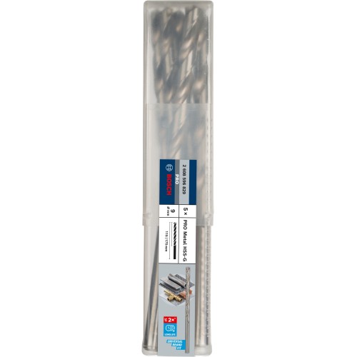 Broca helicoidal PRO Metal HSS-G larga, 9 x 115 x 175 mm, 5 unidades