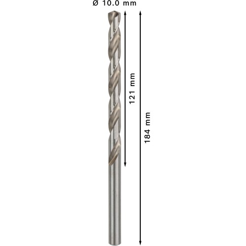Broca helicoidal PRO Metal HSS-G larga, 10 x 121 x 184 mm, 5 unidades