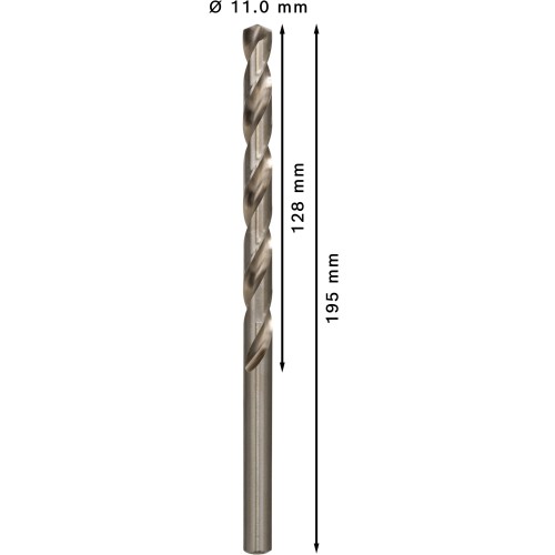 Broca helicoidal PRO Metal HSS-G larga, 11 x 128 x 195 mm, 5 unidades