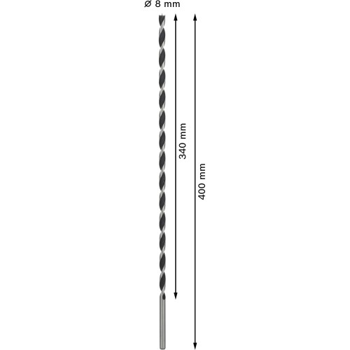 Broca para madera PRO Wood, 8 x 340 x 400 mm