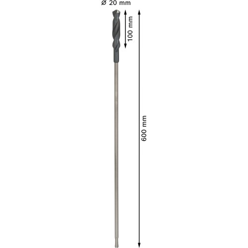 Broca de instalación PRO Wood HSS, 20 x 100 x 600 mm, SDS plus