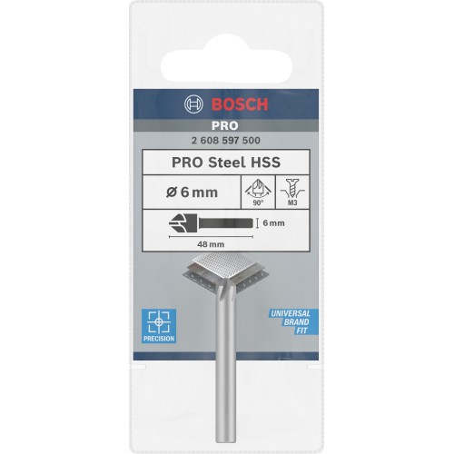 Broca avellanadora PRO Steel HSS, 6 x 48 mm, M3