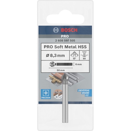 Broca avellanadora PRO Soft Metal HSS, 8,3 x 50 mm, M4