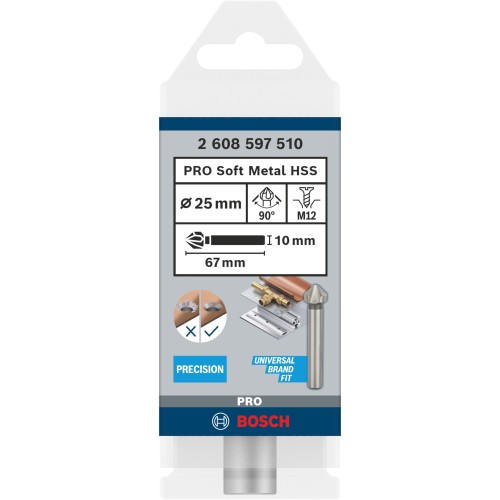 Broca avellanadora PRO Soft Metal HSS, 25 x 67 mm, M12