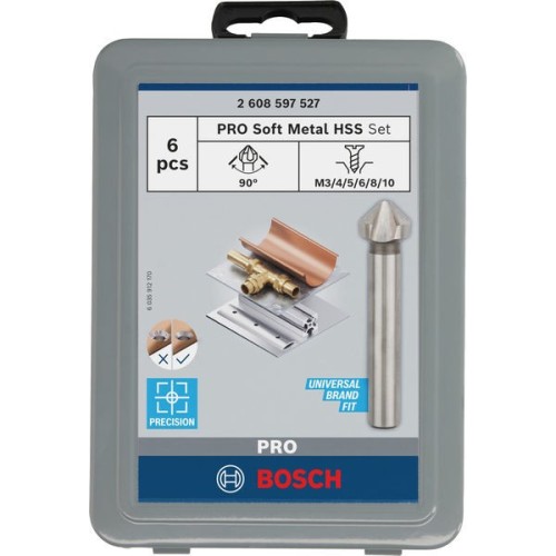 Set de brocas avellanadoras PRO Soft Metal HSS, 6 uds.