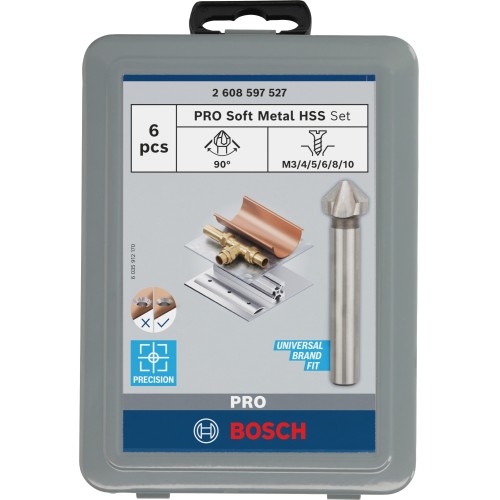 Set de brocas avellanadoras PRO Soft Metal HSS, 6 uds.