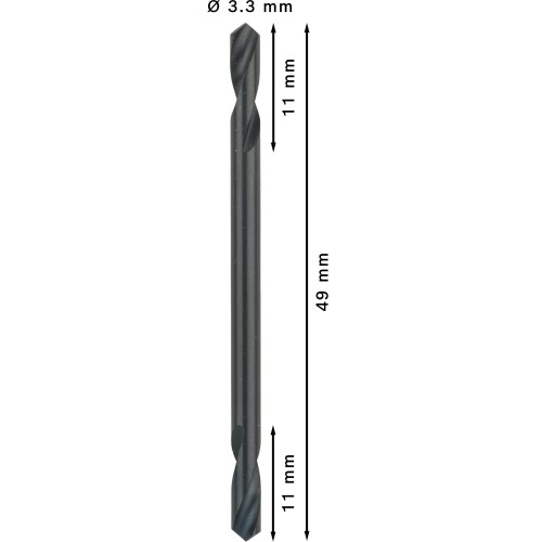 Broca helicoidal de doble punta PRO Metal HSS-G, 3,3 x 11 x 49 mm, 10 uds.