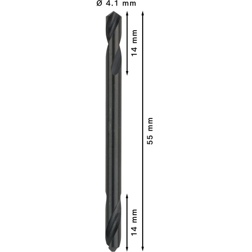 Broca helicoidal de doble punta PRO Metal HSS-G, 4,1 x 14 x 55 mm, 10 uds.