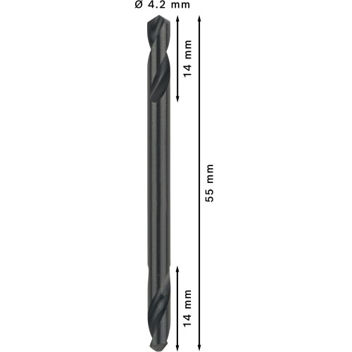Broca helicoidal de doble punta PRO Metal HSS-G, 4,2 x 14 x 55 mm, 10 uds.