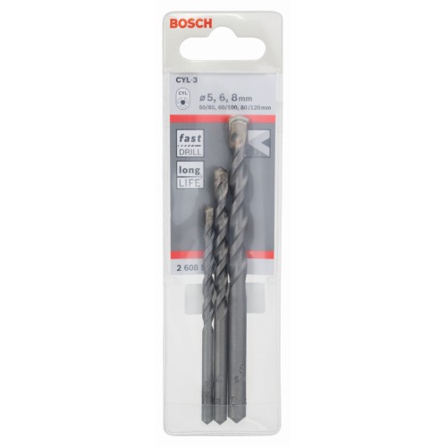 Set de brocas para hormigón CYL-3, 3 unidades, de 5/6/8 mm