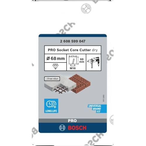 PRO Socket Core Cutter dry, 68 x 60 mm, rosca M16