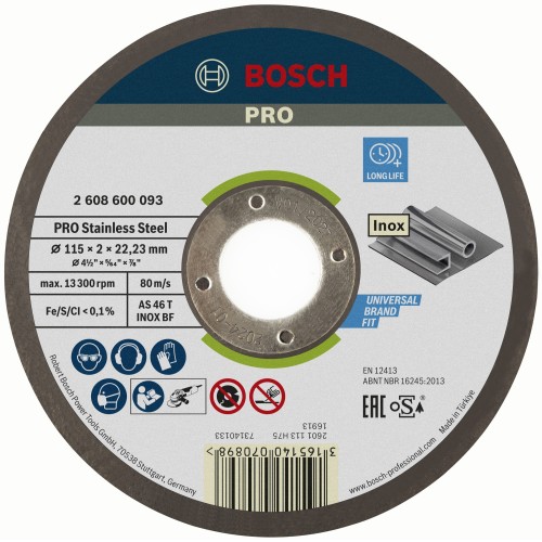 Disco de corte PRO Stainless Steel, 115 x 2 x 22,23 mm