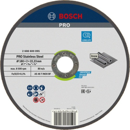 Disco de corte PRO Stainless Steel, 180 x 2 x 22,23 mm