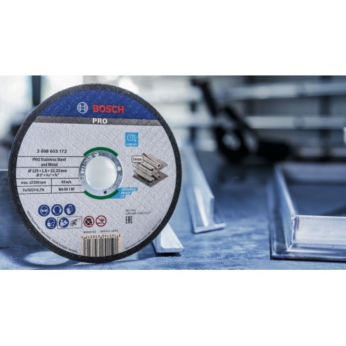 Disco de corte abrasivo PRO Stainless Steel and Metal, 115 x 1,6 x 22,23 mm, recto