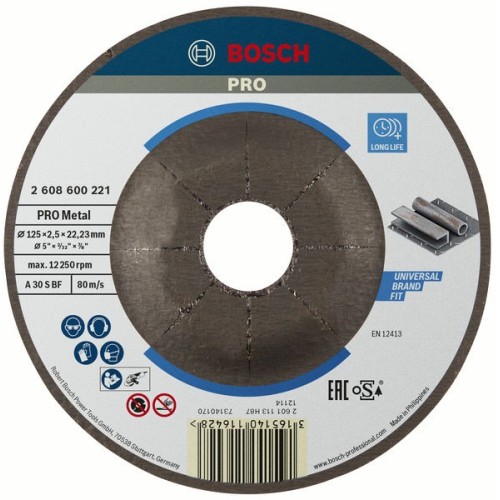 Disco de corte abrasivo PRO Metal, 125 x 2,5 x 22,23 mm, oSa